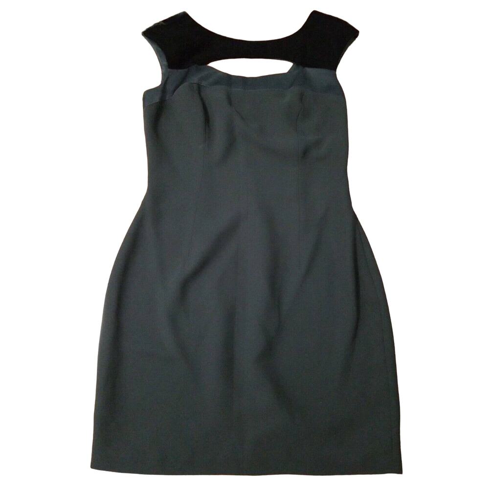 Andrea Polizzi For Rex Lester Black Dress with Velvet Trim Size 12 82620-0305